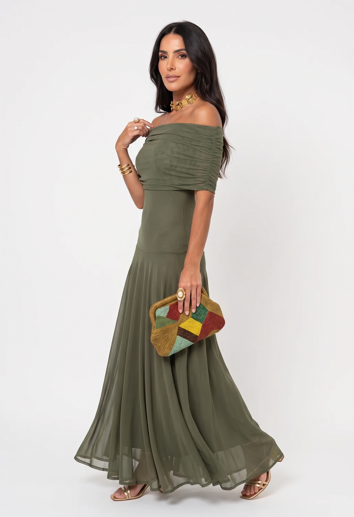 Elegancka, prosta sukienka maxi