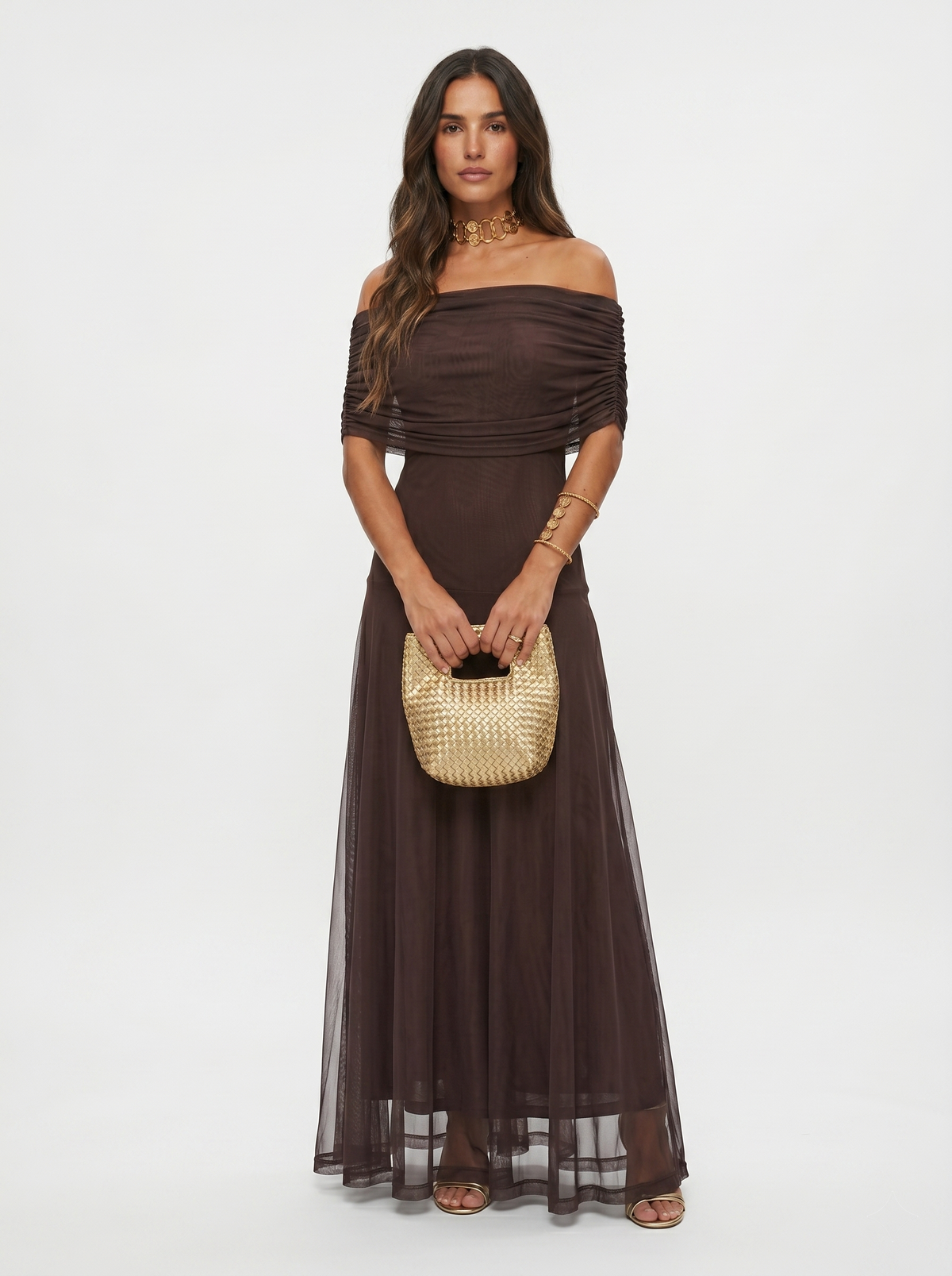 Elegancka, prosta sukienka maxi