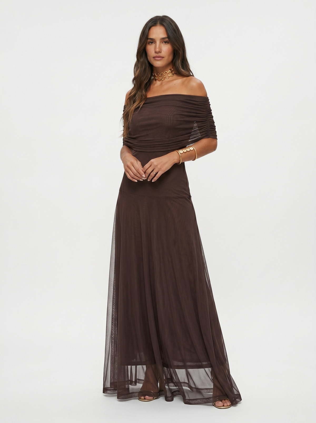 Elegancka, prosta sukienka maxi